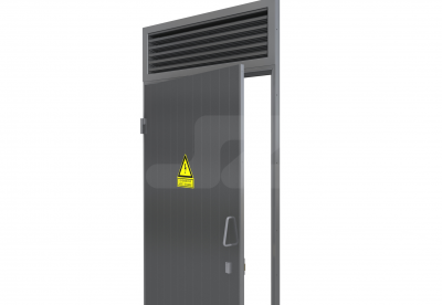 Aluminium-Einzeltür + oberes Lüftungsgitter HS-50R (L) - Belüftet